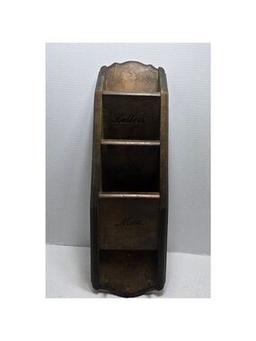 vintage rustic 3-tier farmhouse wooden wall organizer for mail, bills, etc